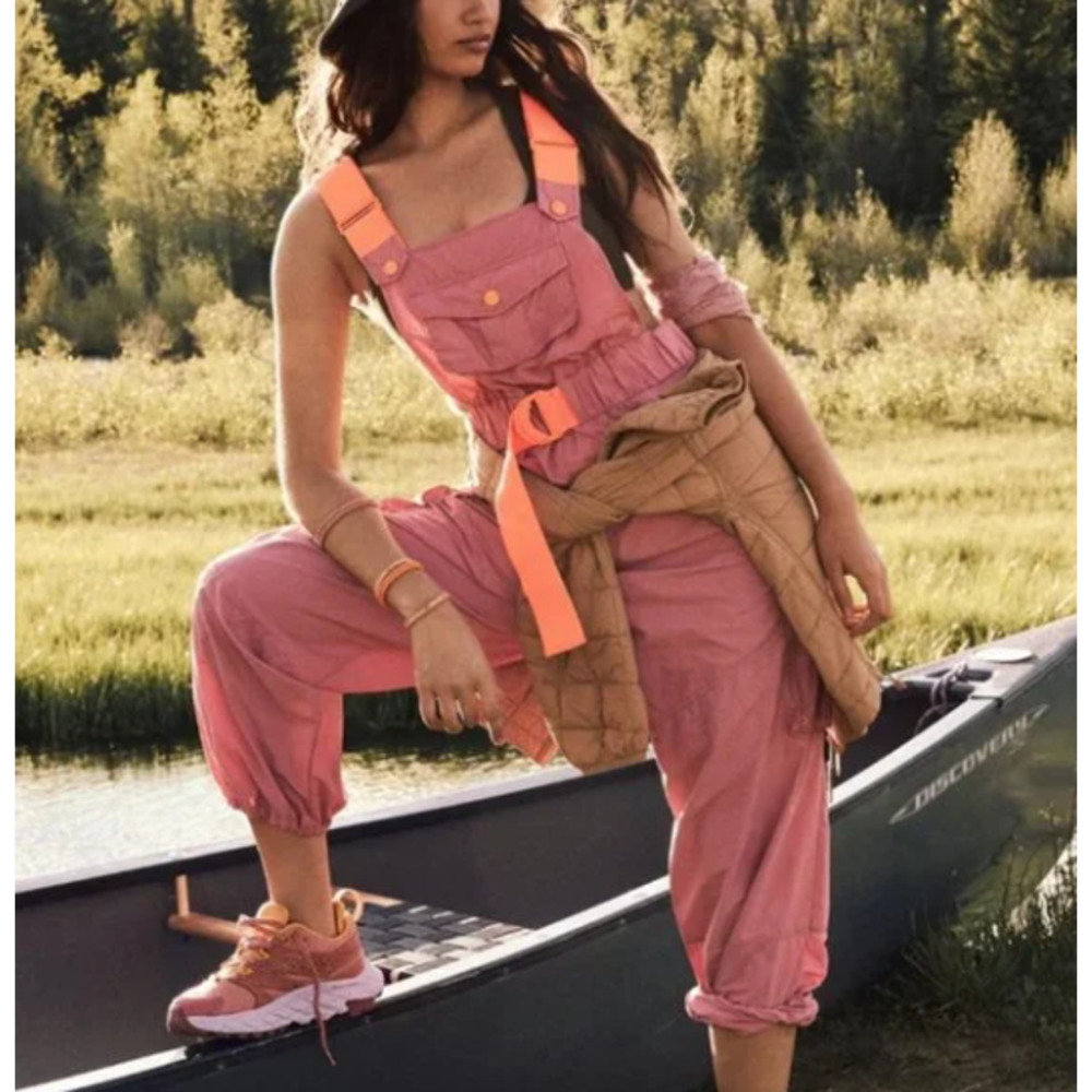NWOT Free People FP Movement Morning Meadow Jumpsuit Overalls Matte Rose XS